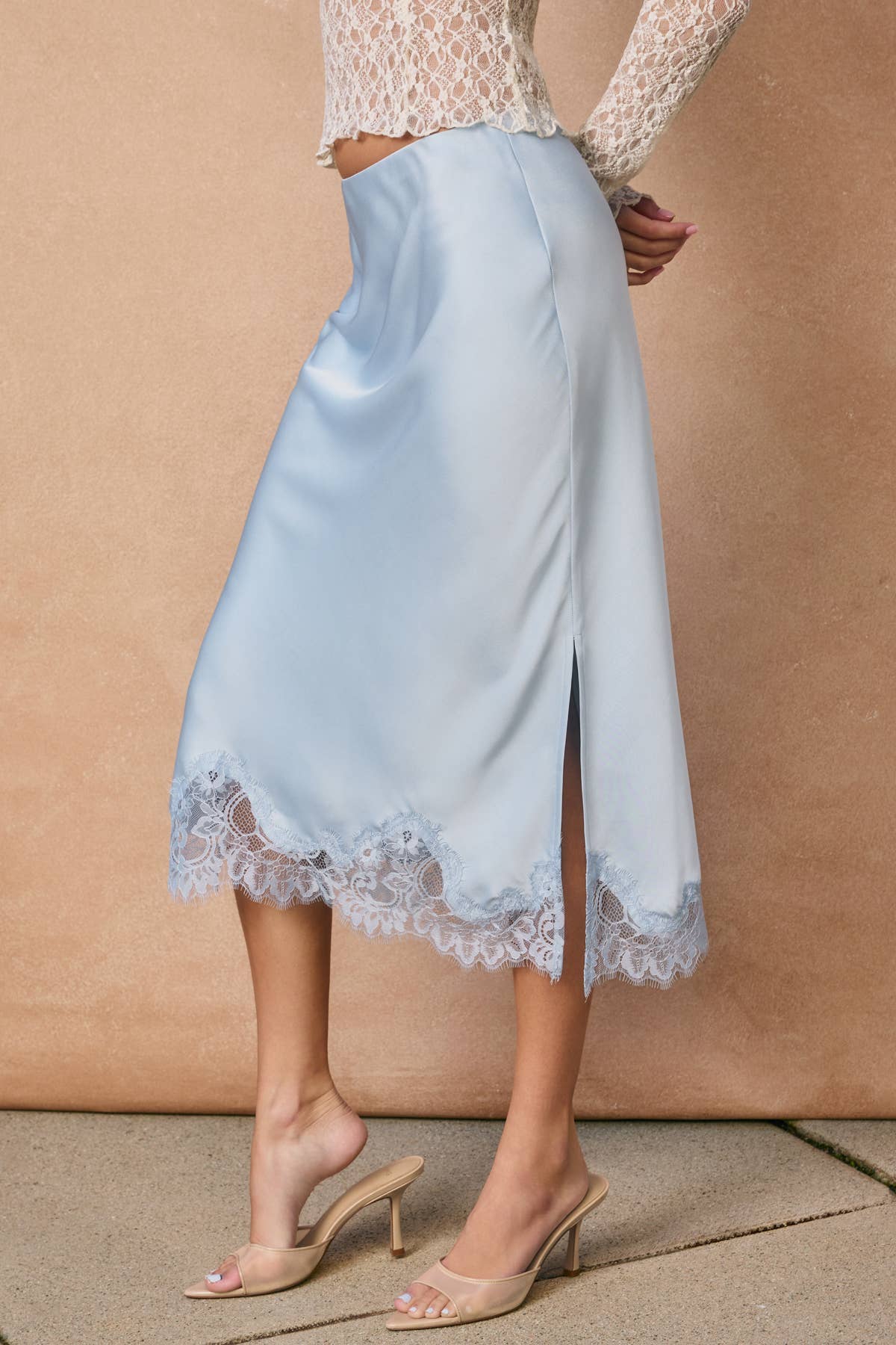 Dull Satin Lace Hem Pencil Skirt - Salt & Creek