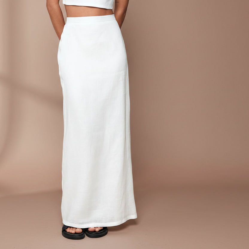 White Megara Linen Maxi Skirt - Salt & Creek