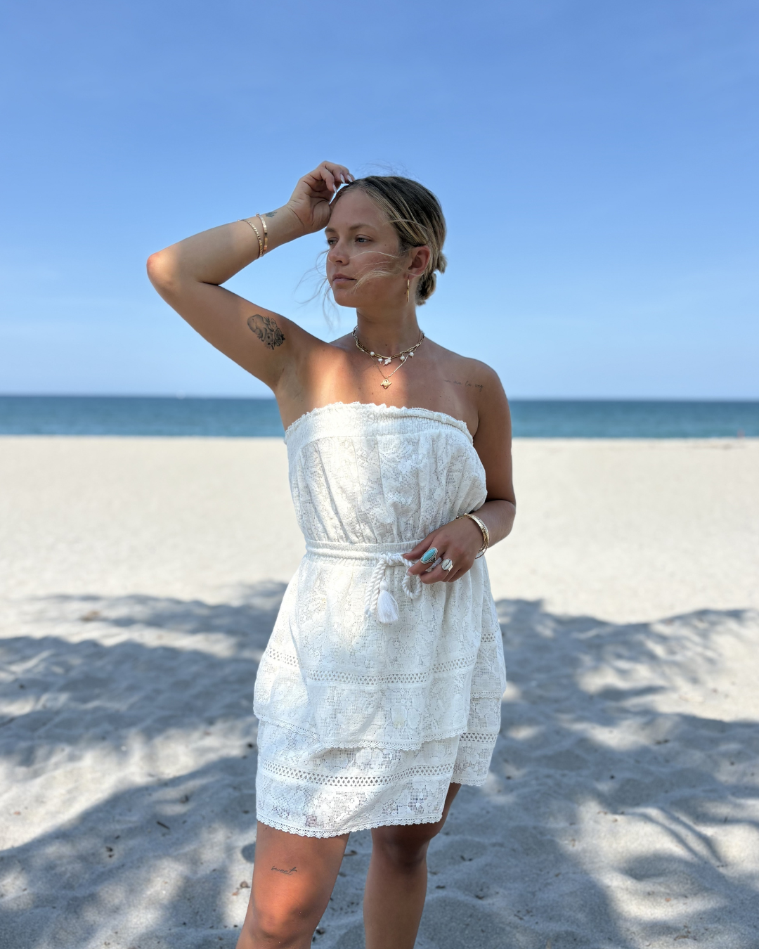 Elizabeth White Floral Crochet Short Dress - Salt & Creek