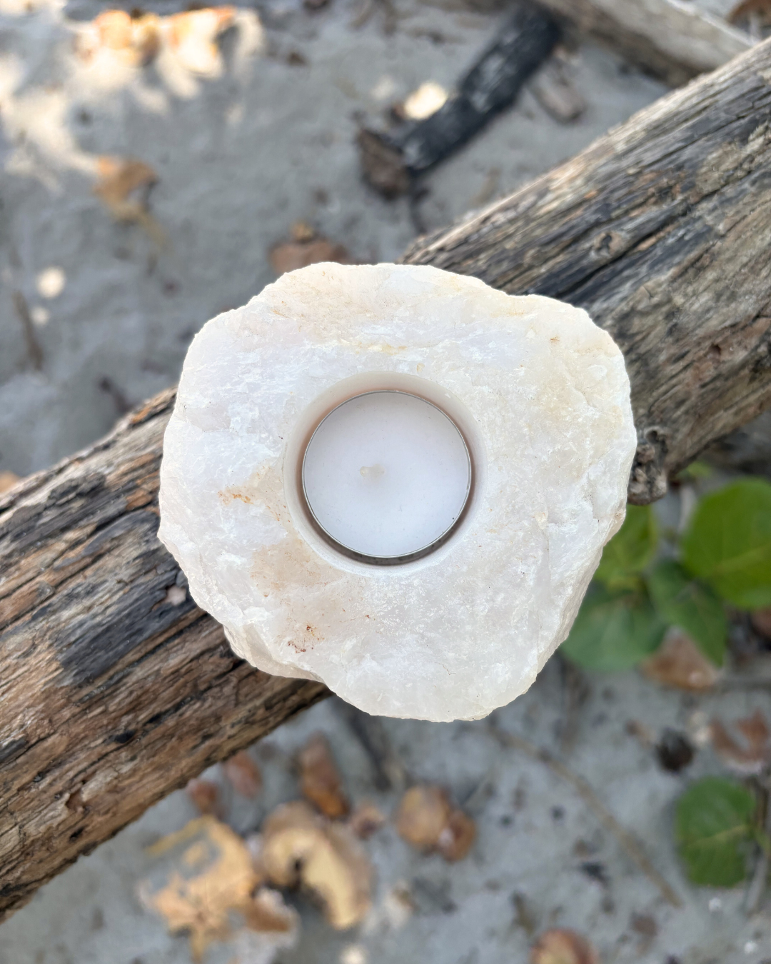 Aura Rose Quartz Candle Holder