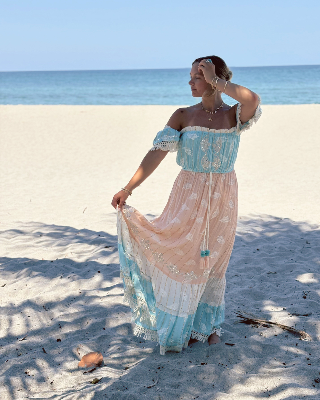 Off-Shoulder Boho Maxi Dress