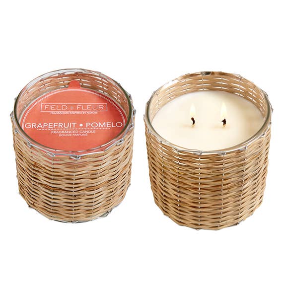 Grapefruit 2 Wick Woven Candle - Salt & Creek