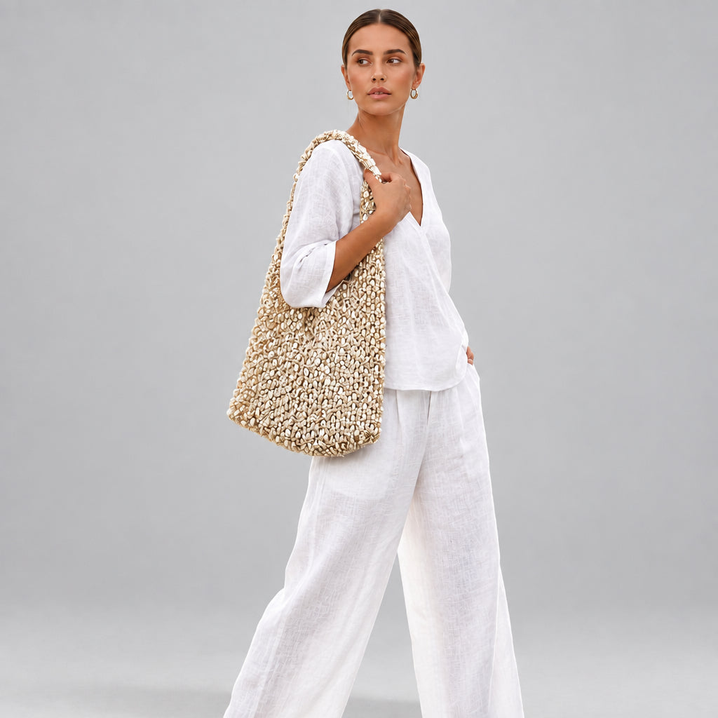 Casual Handmade Woven Hollow Beaded Shoulder Bag - Salt & Creek