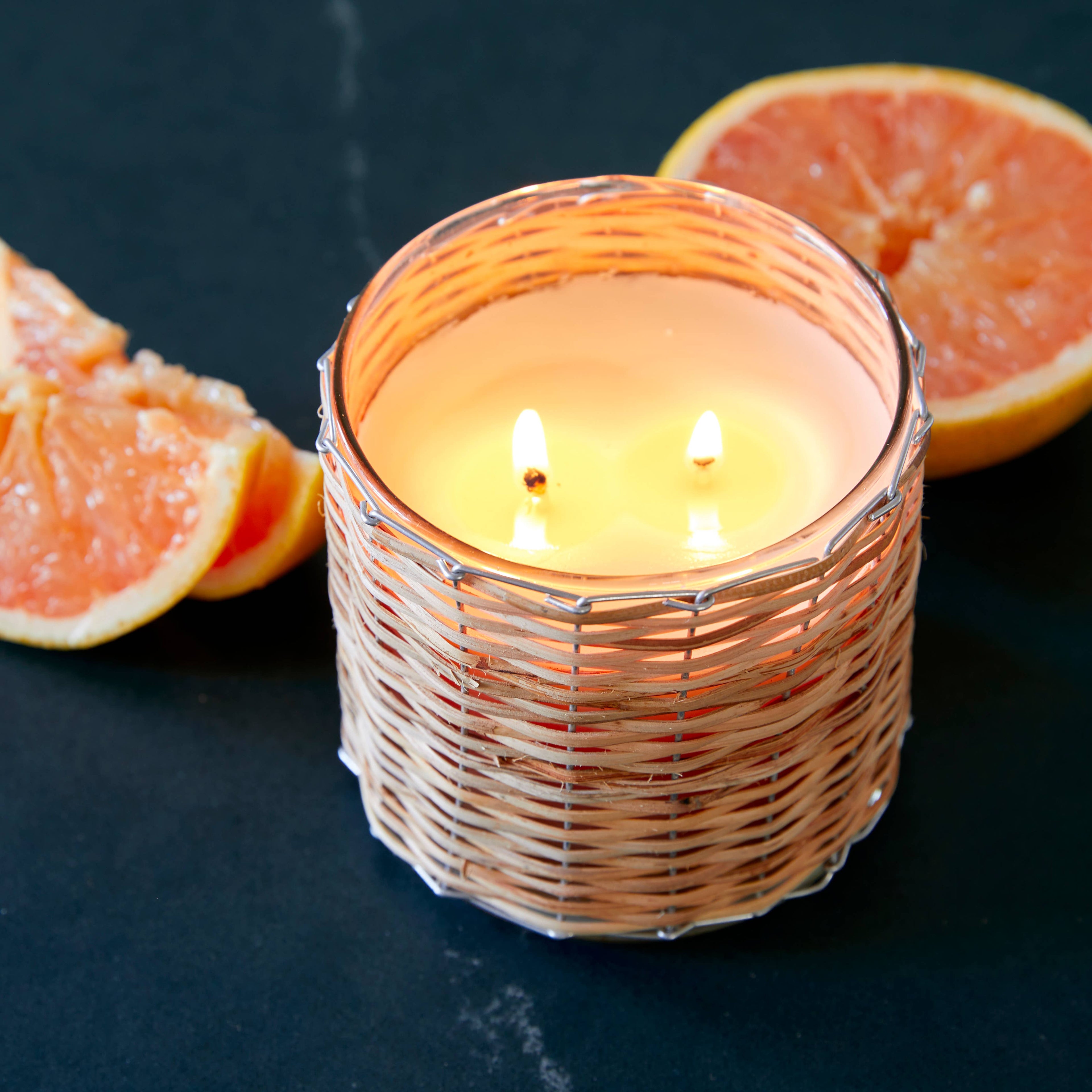 Grapefruit 2 Wick Woven Candle - Salt & Creek