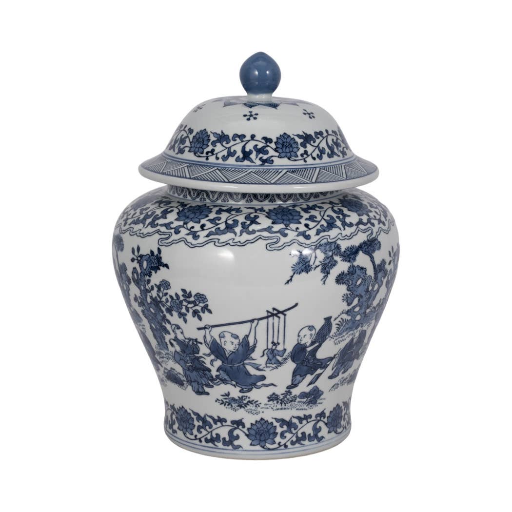 Blue Blossoms Temple Jar