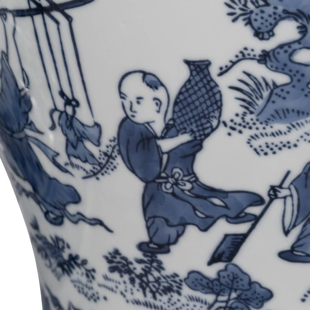 Blue Blossoms Temple Jar
