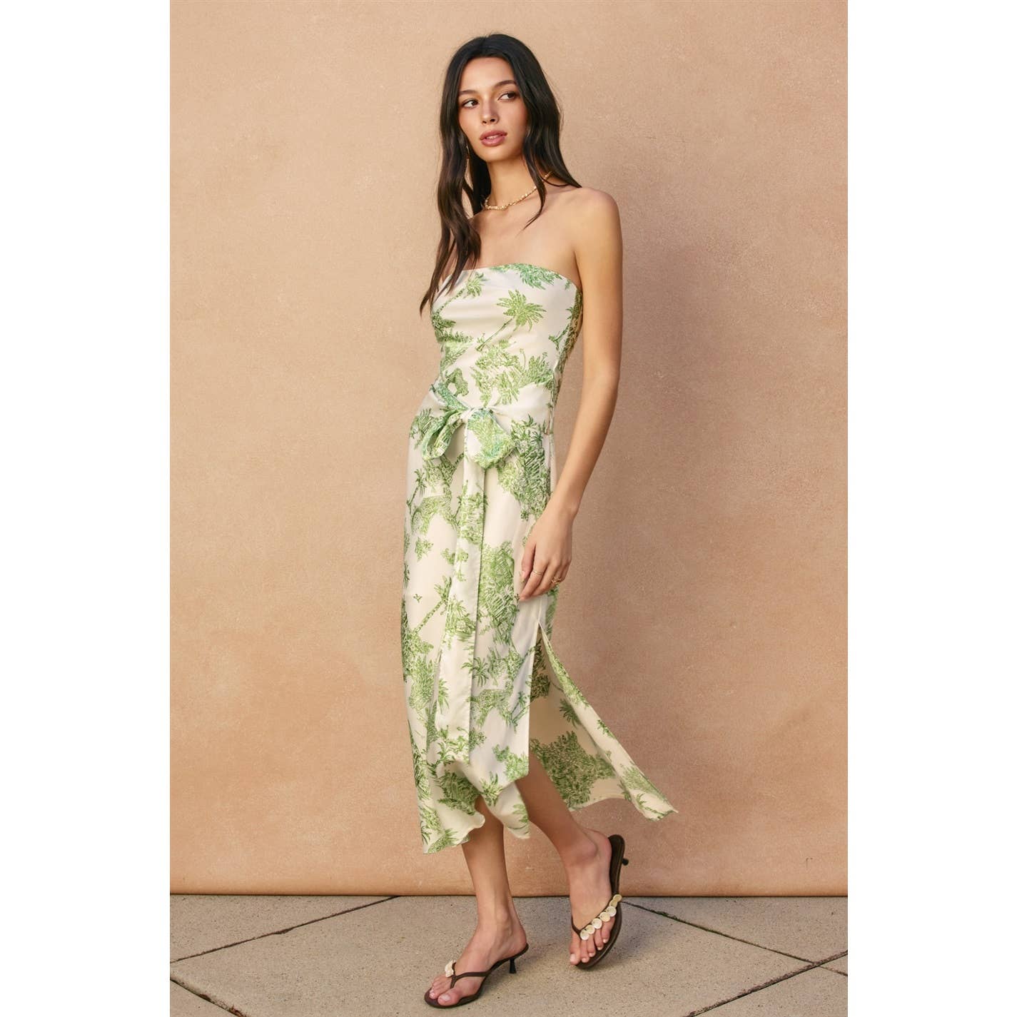 Tide Tales Strapless Front Tie Midi Dress - Salt & Creek