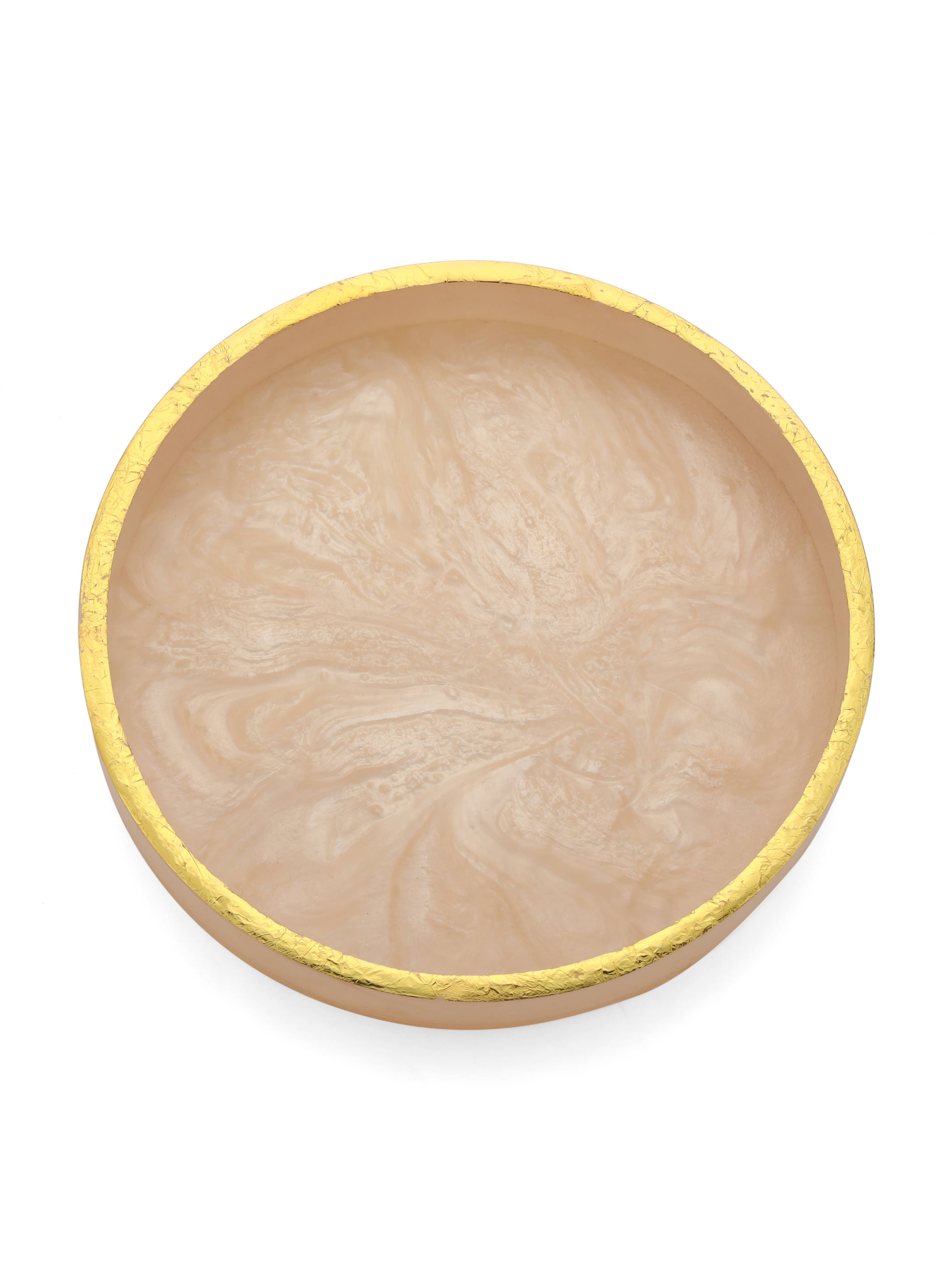 Ivory Resin Round Serving Tray
