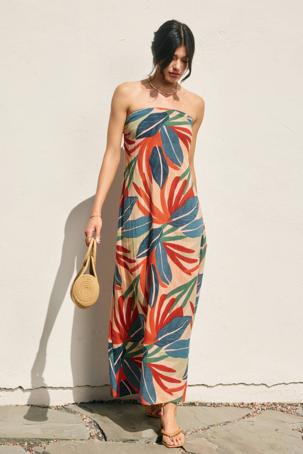 Lagoon Daze Strapless Tie Back Maxi Dress - Salt & Creek