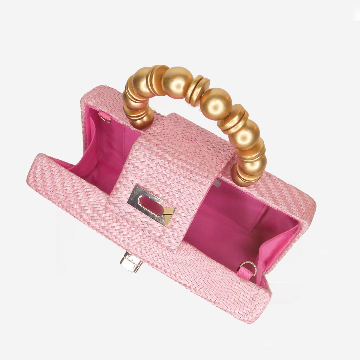 Soft Pink Statement Clutch | Buntal Straw with Bead Handle - Salt & Creek