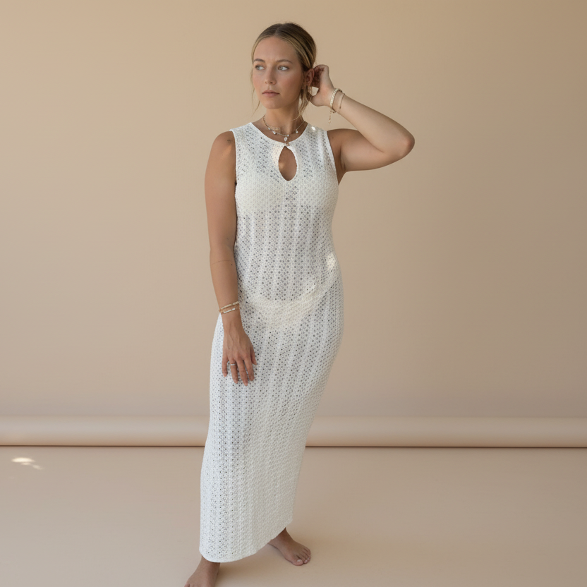 Crochet Cover Up Dress in White - Salt & Creek