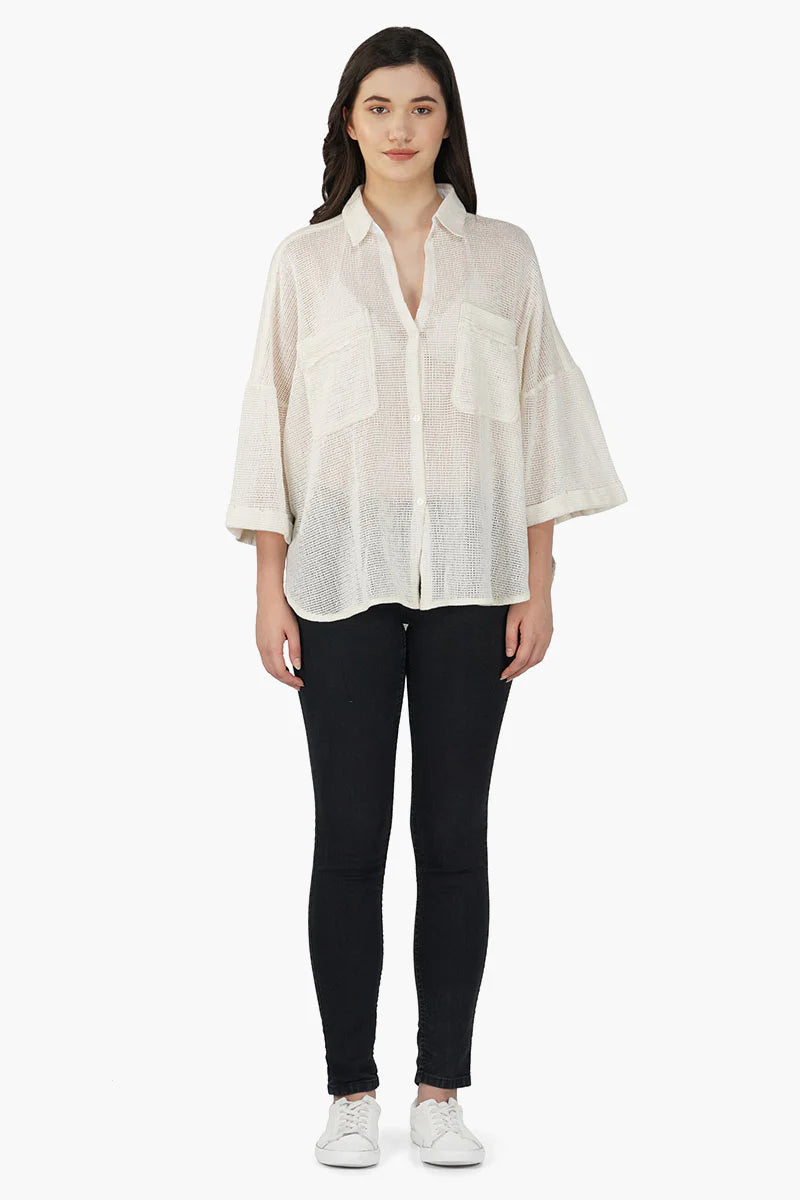 White Crochet Cover Up Top - Salt & Creek