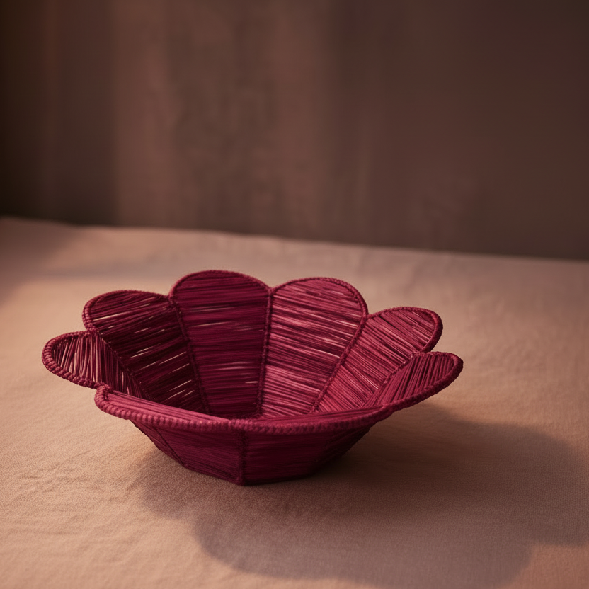 Flower Bread Basket - Burgundy - Salt & Creek