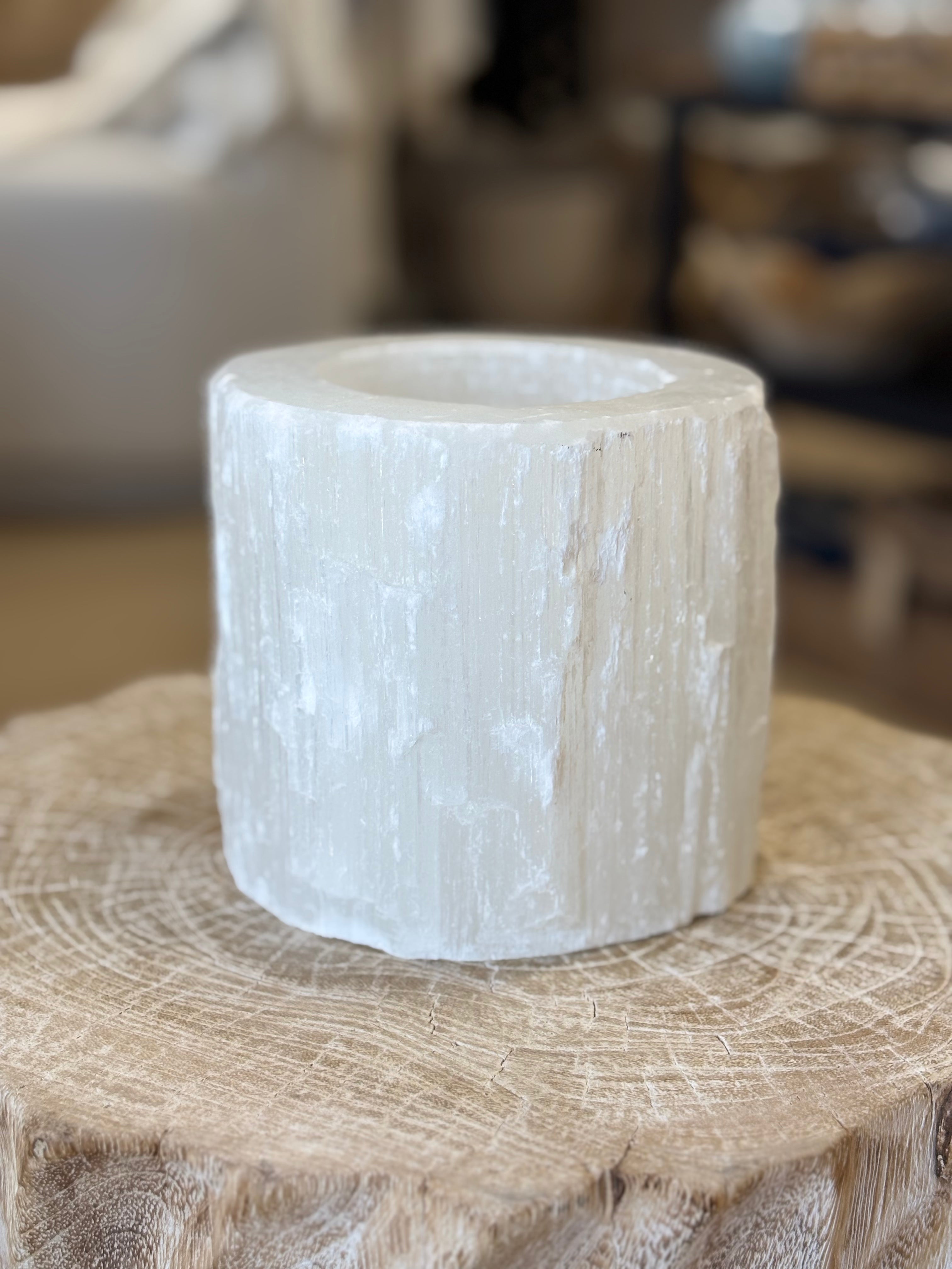 Selenite Pillar Candle Holder - Salt & Creek