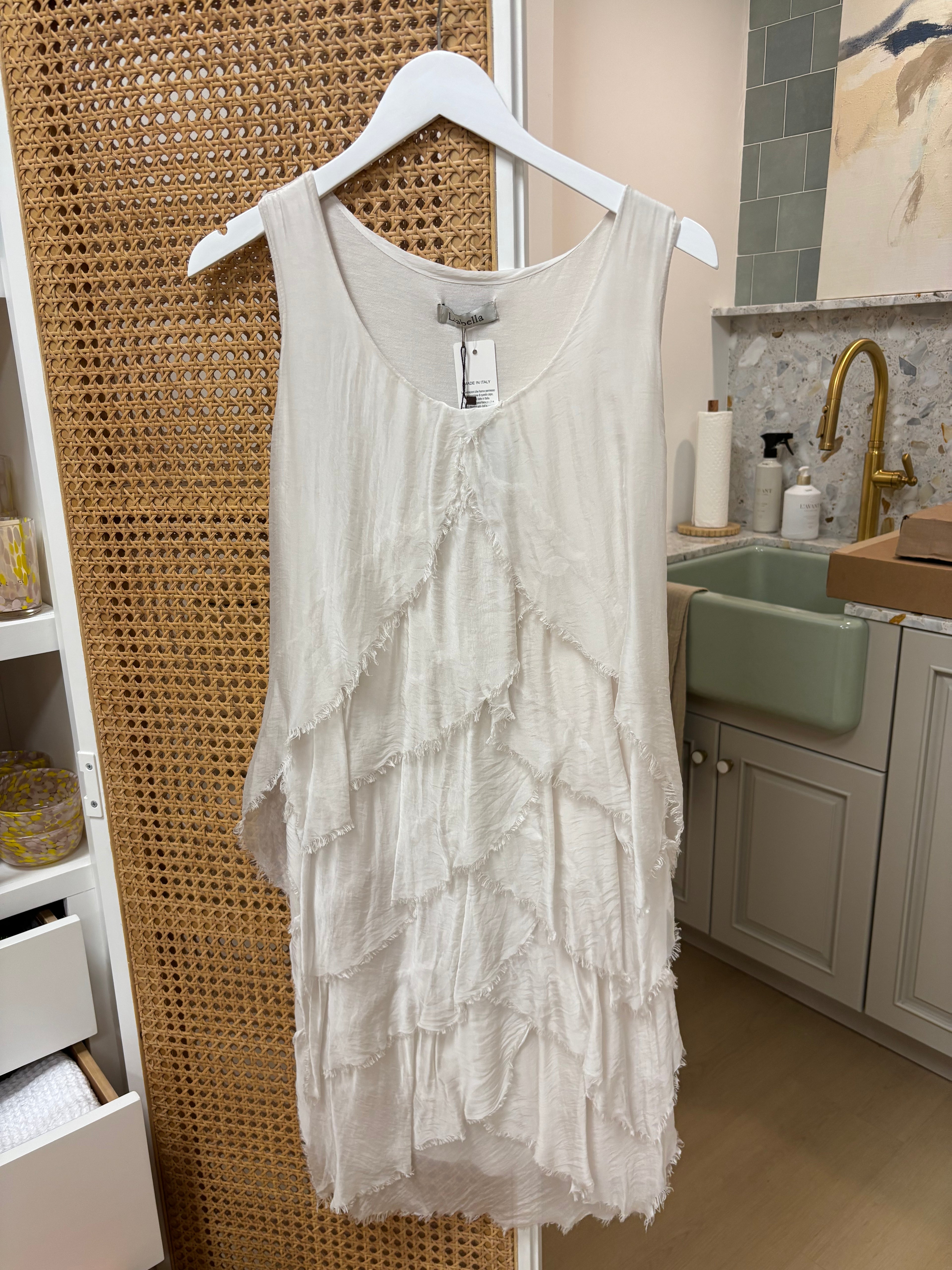 Ruffle Dress in Beige