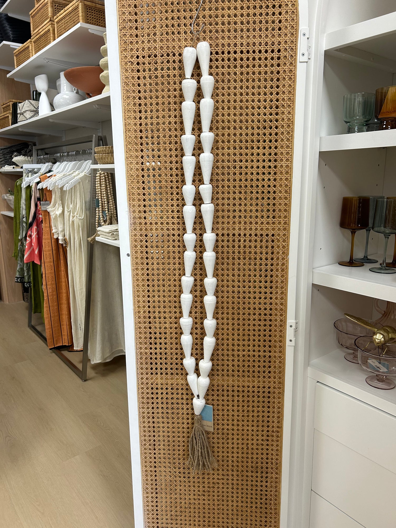 Large White Wooden Bead Garland