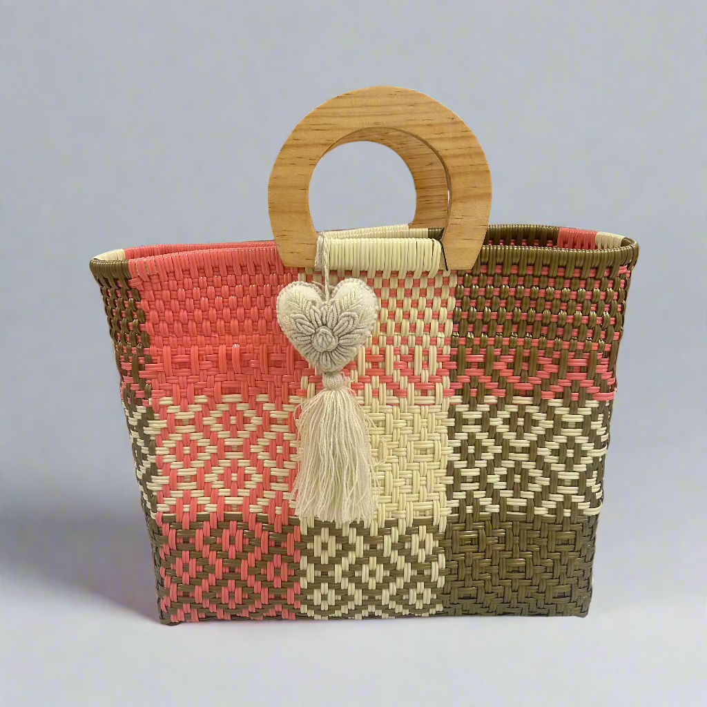 Wooden Handle Handwoven Tote - Salt & Creek
