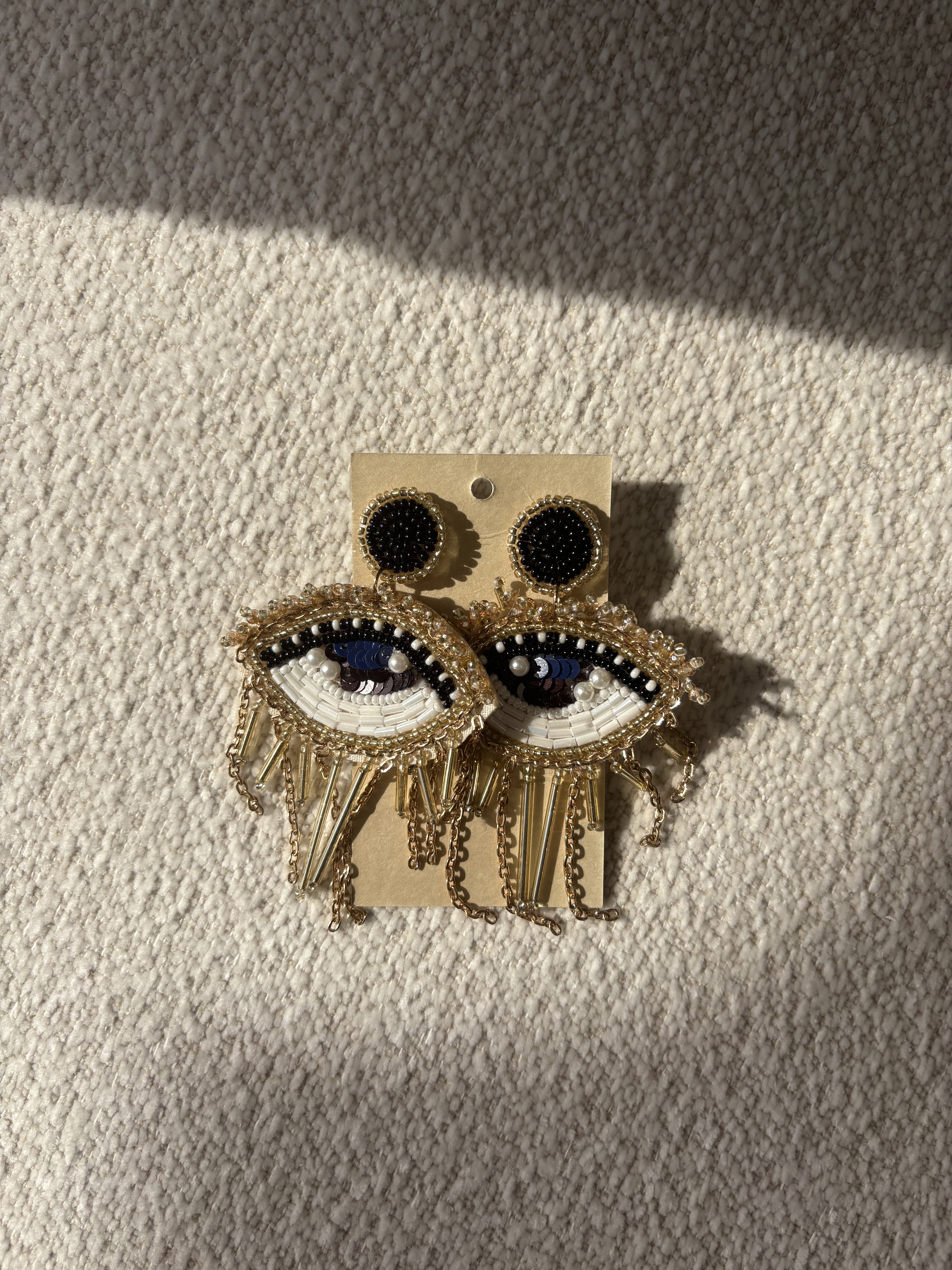 Golden Eye Embellished Earrings
