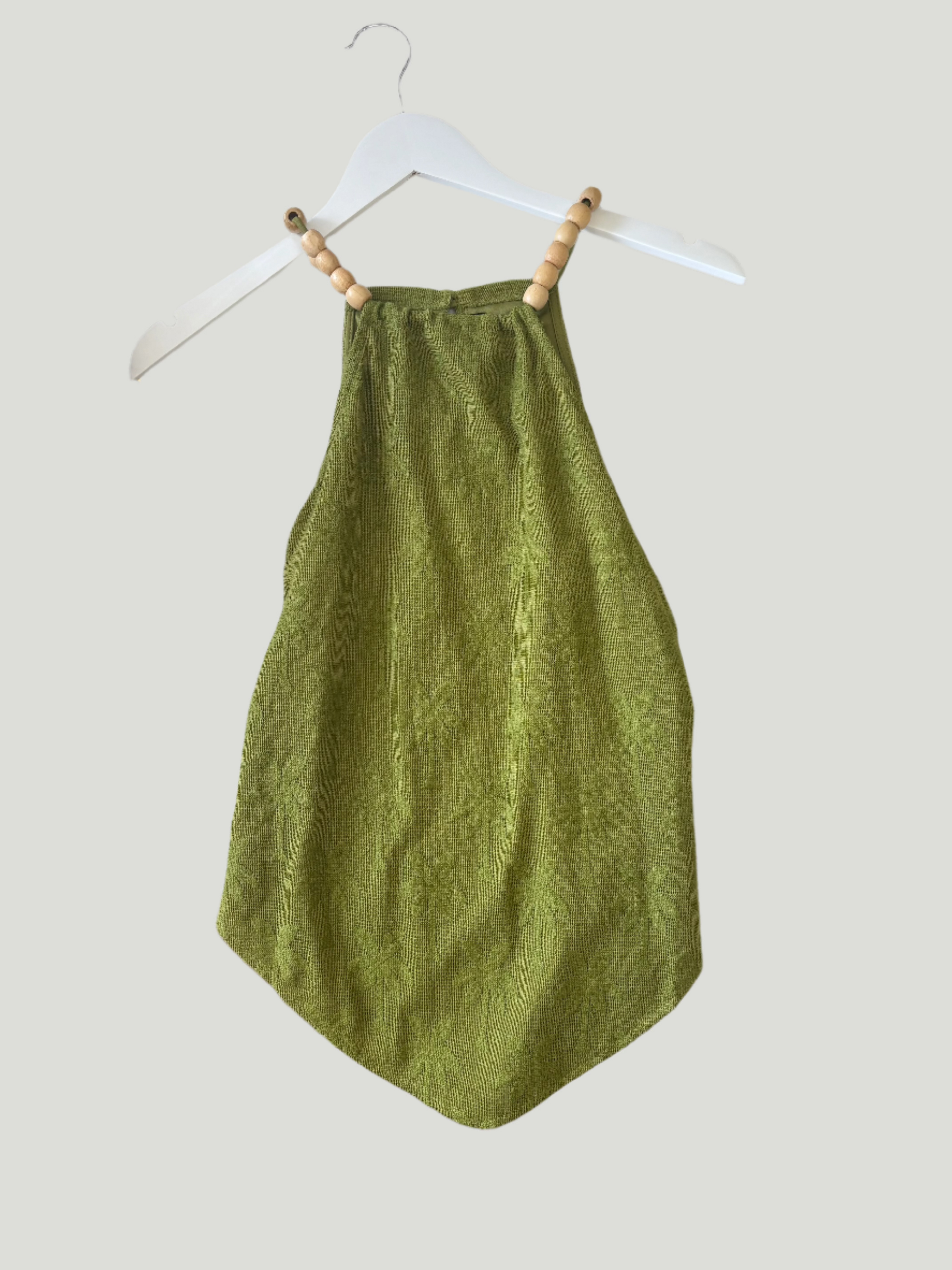 Moss Palm Tree Beaded Lace Top