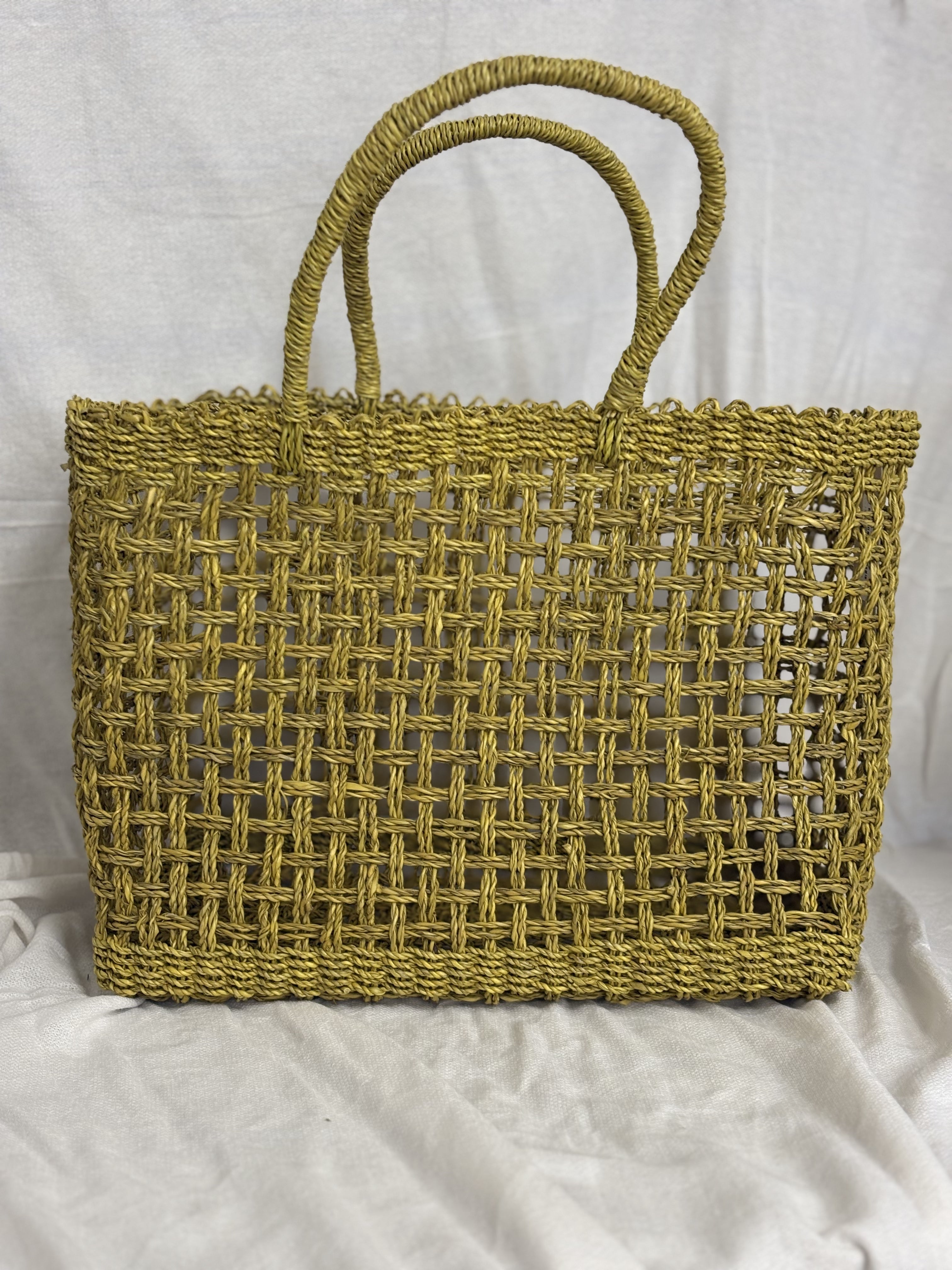 Chartreuse Rattan Tote Bag