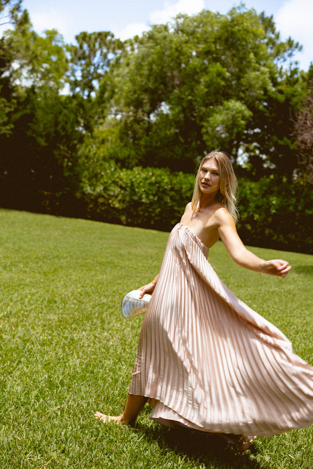 Moonglade Pleated Maxi Column Dress