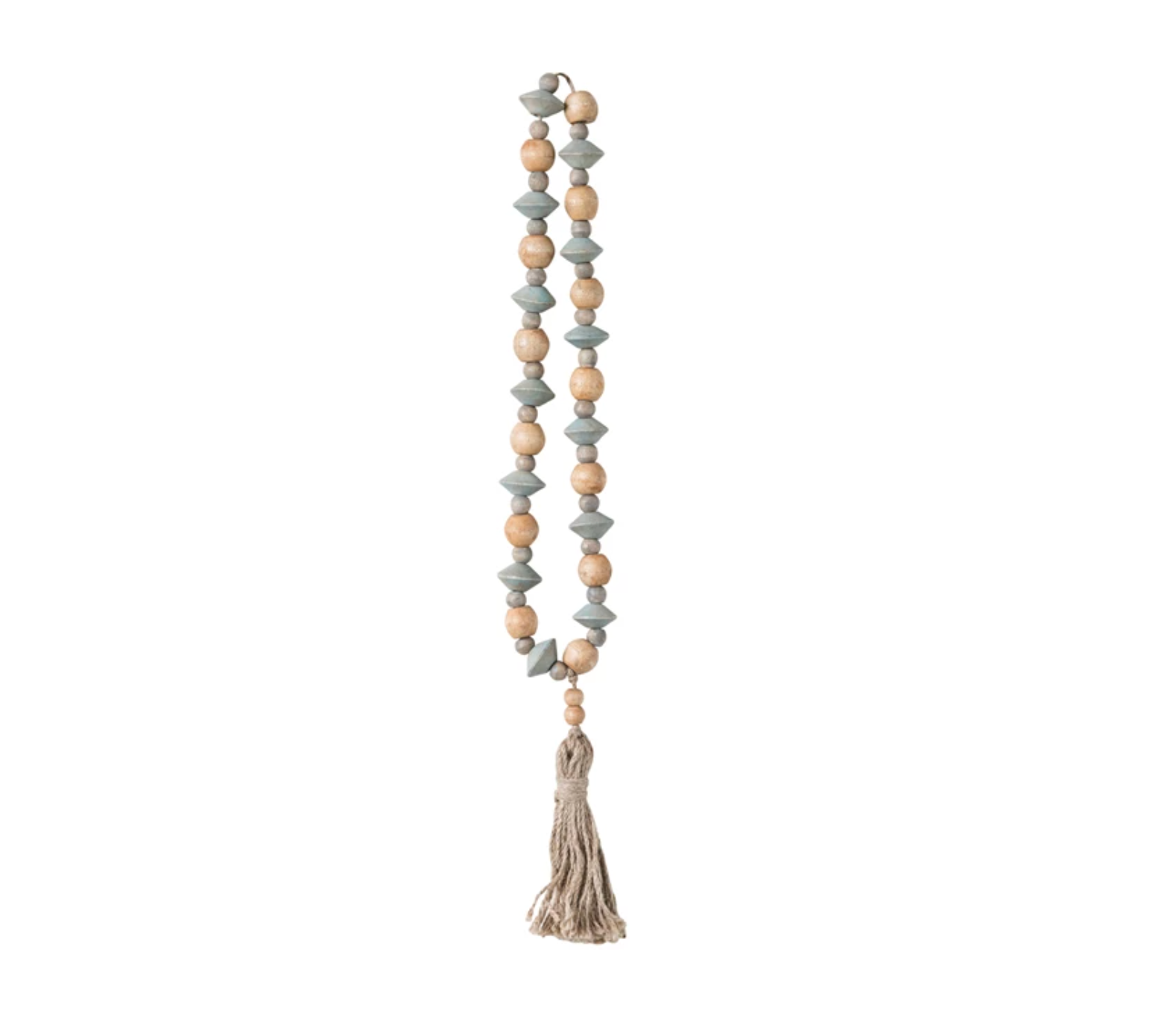Abaca Wood Bead Garland with Tassel - Salt & Creek