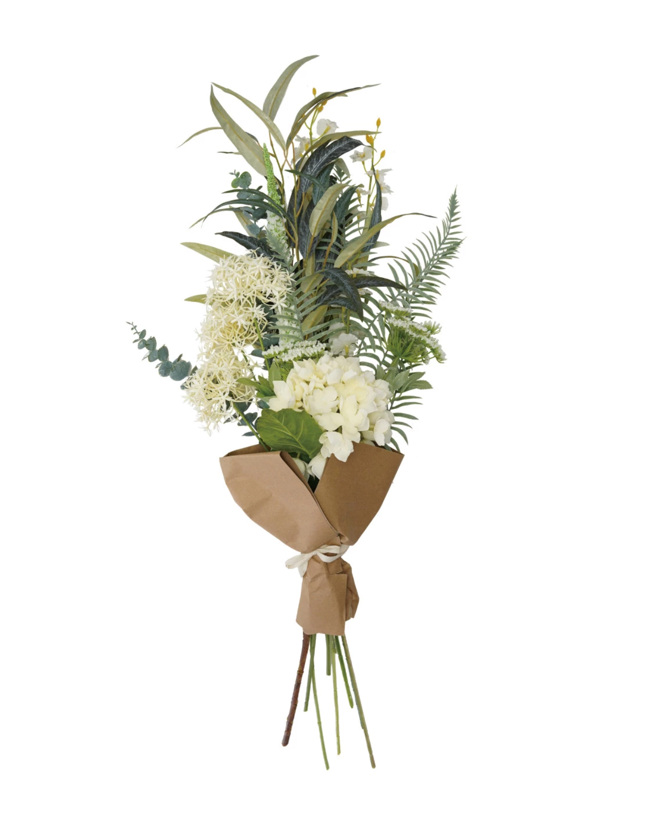 Faux Flower Bouquet Wrapped in Paper & Tied with Cotton Bow (Contains 10 Pieces) - Salt & Creek