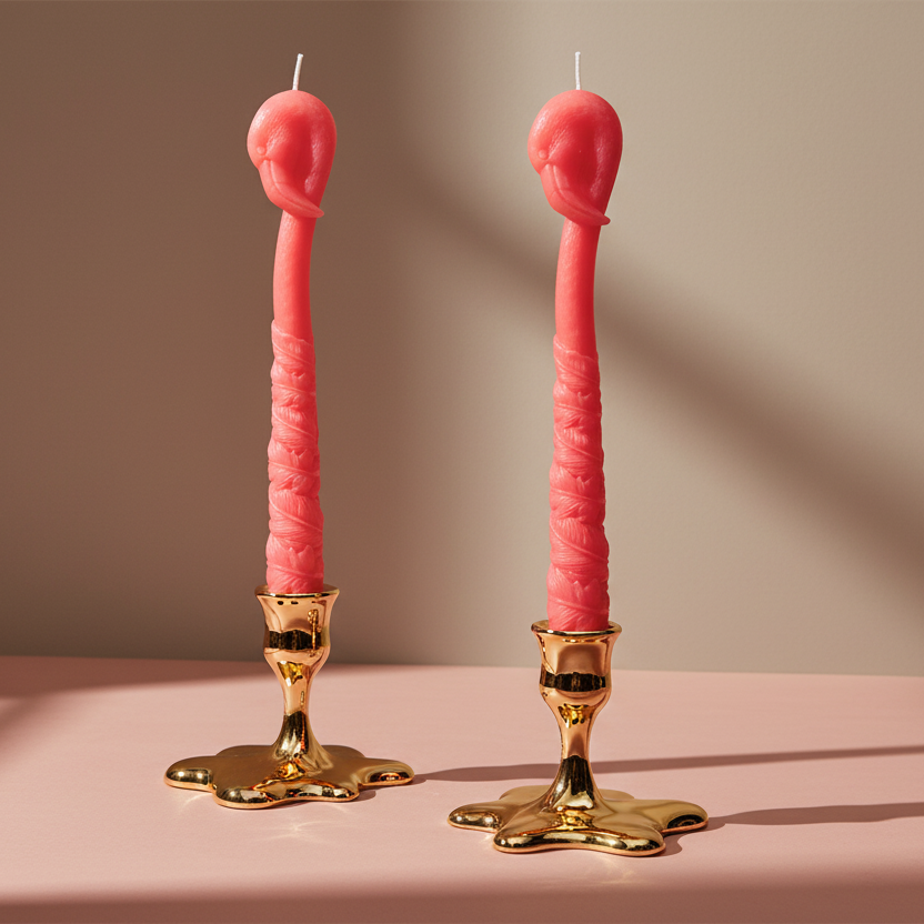 Unscented Flamingo Shaped Taper Candles in Box, Fuchsia Color, Set of 2 - Salt & Creek