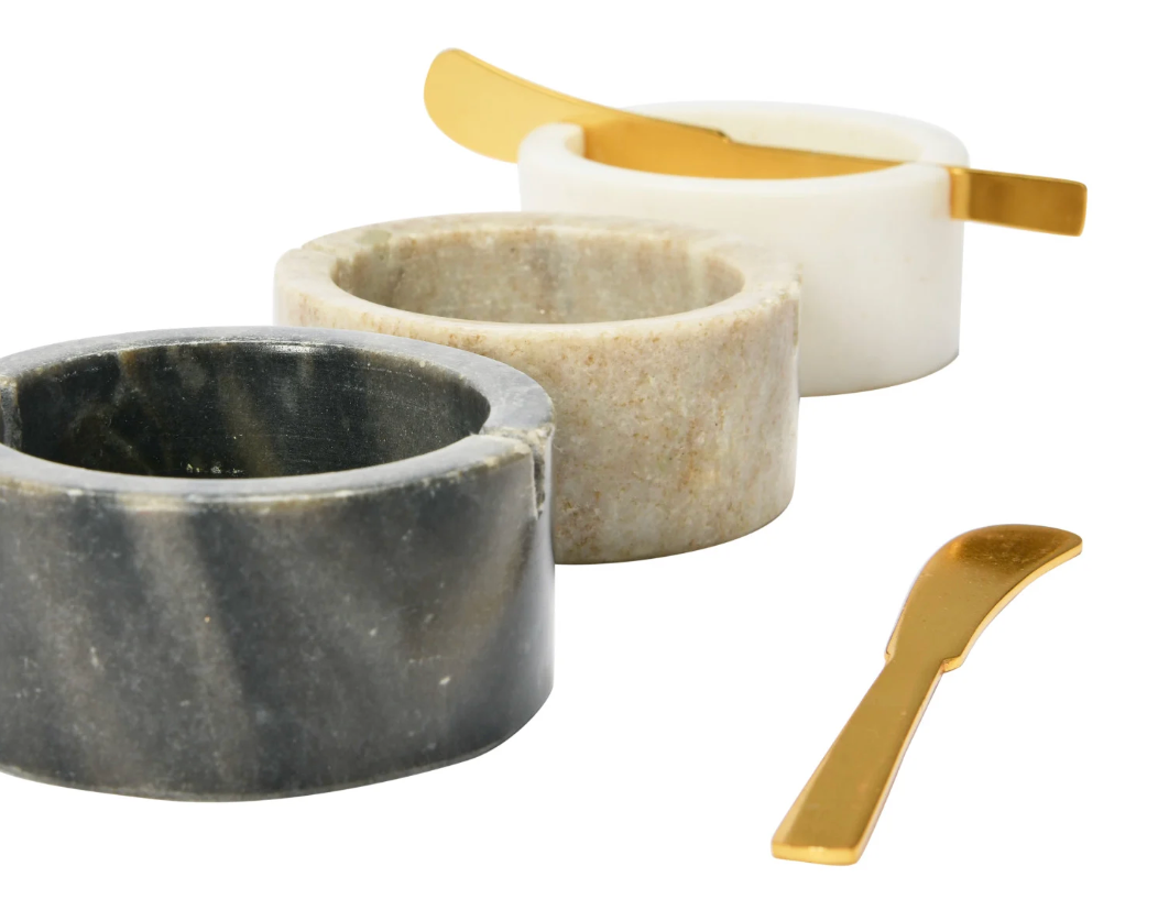 Marble Bowl with Gold Spreader - Set of 2 - Salt & Creek