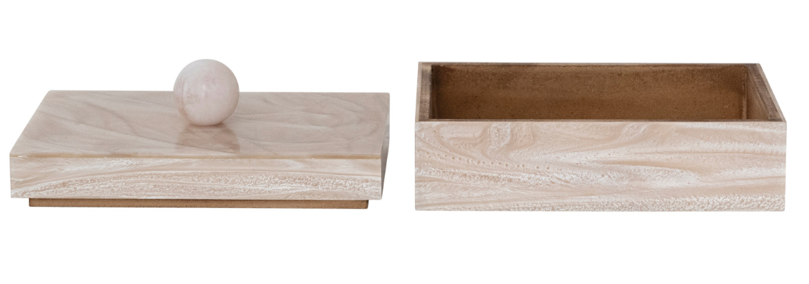 Marbled Resin Box with Ball Handle - Salt & Creek