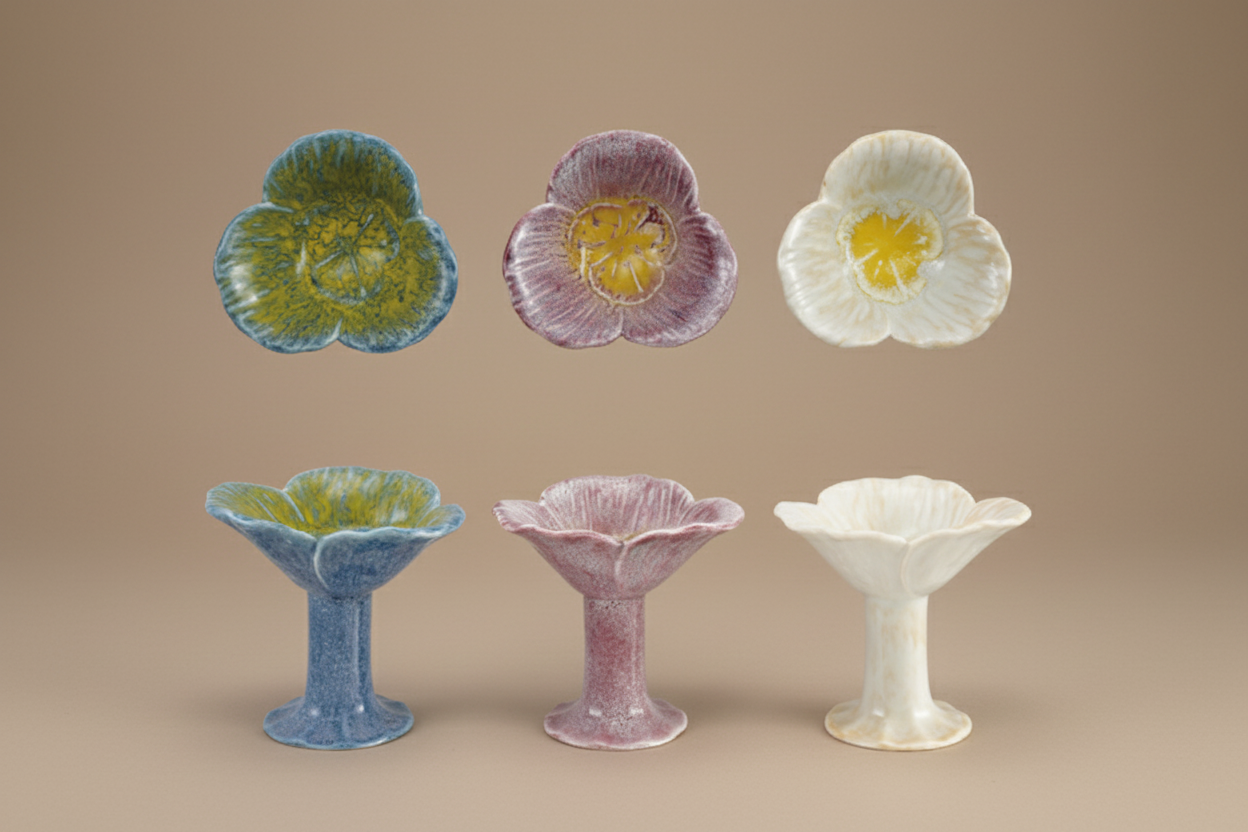 Stoneware Flower Shaped Footed Tealight Holder, 3 Styles (Each One Will Vary) - Salt & Creek