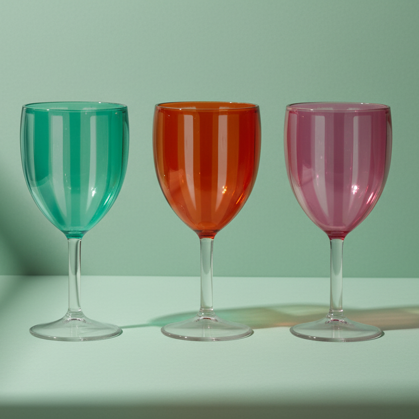 12 oz. Acrylic Stemmed Wine Glass with Stripes, 3 Colors - Salt & Creek