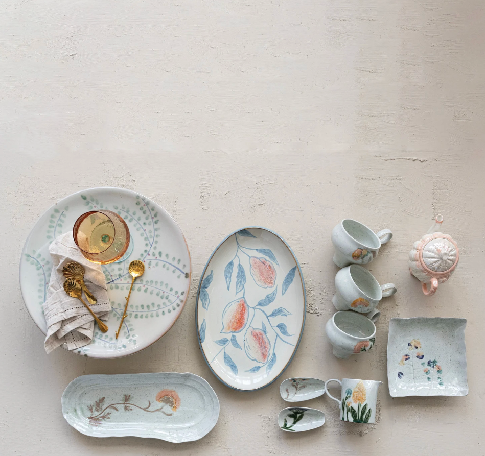 Oval Hand-Painted Stoneware Platter with Lemons (Each One Will Vary) - Salt & Creek