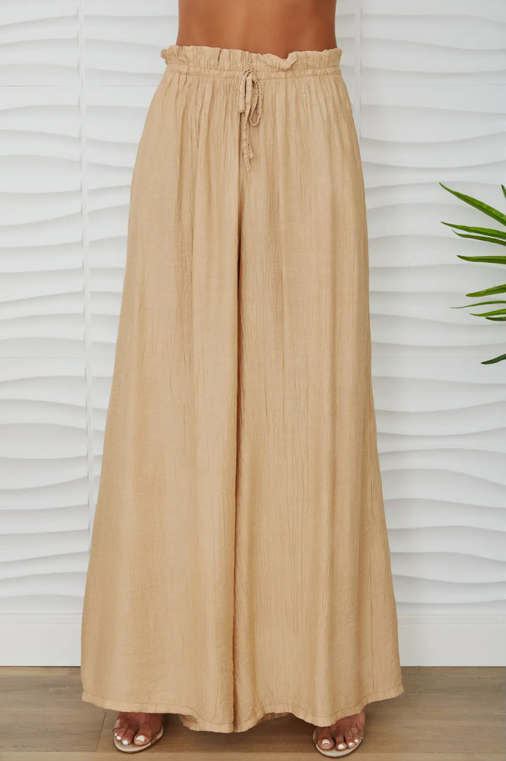 Crinkle Elastic Waist Pant