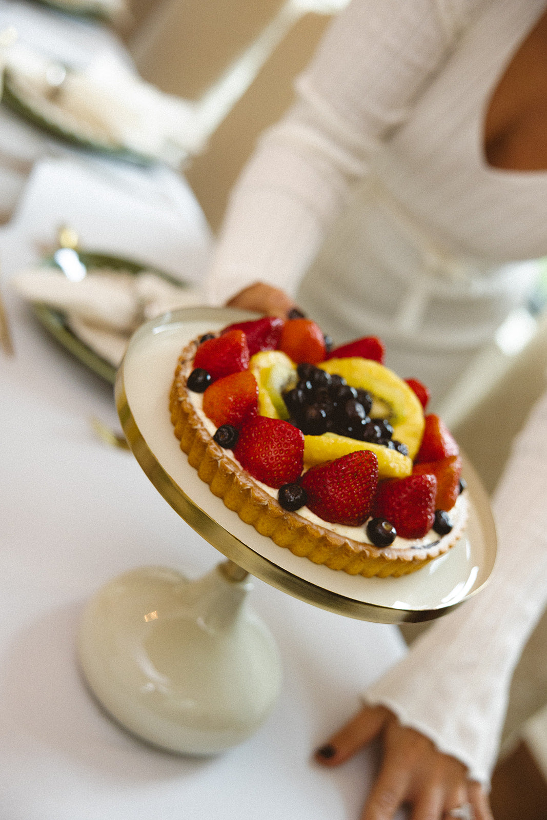 Cream Elegance Enameled Pedestal