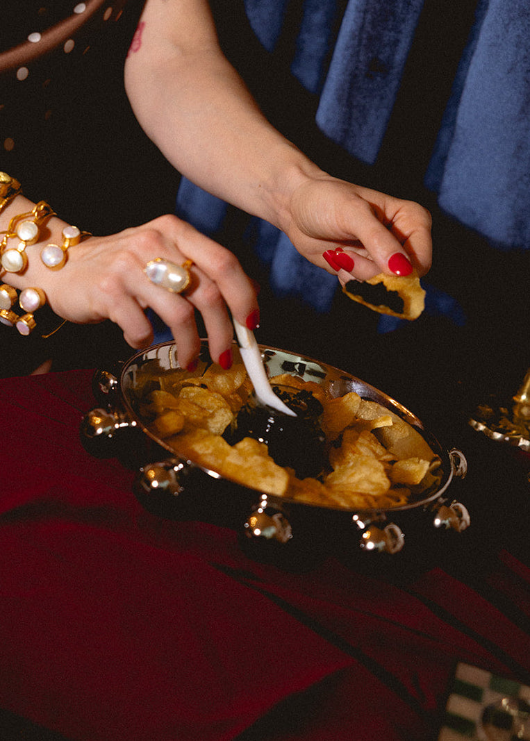 Chrome Stoneware Dish