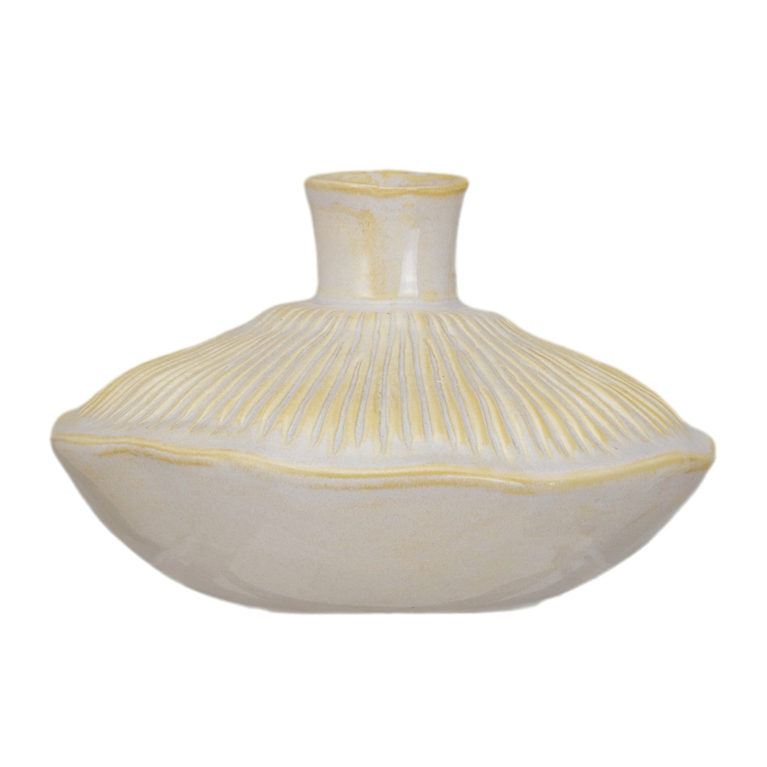 Stoneware Pleated Vase, Reactive Glaze (Each One Will Vary)