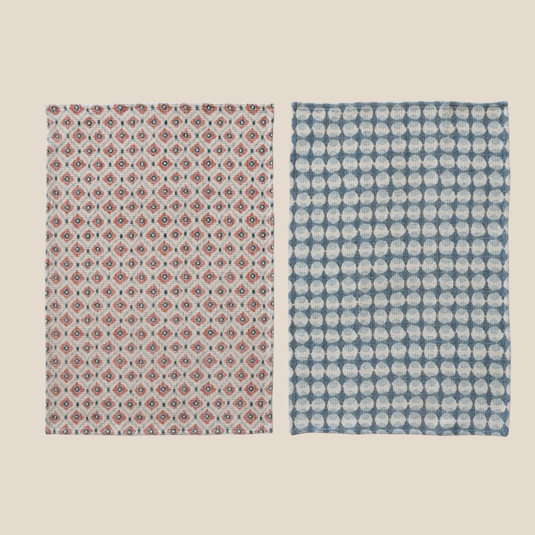 Cotton Waffle Weave Printed Kitchen Towel with Pattern, 2 Styles