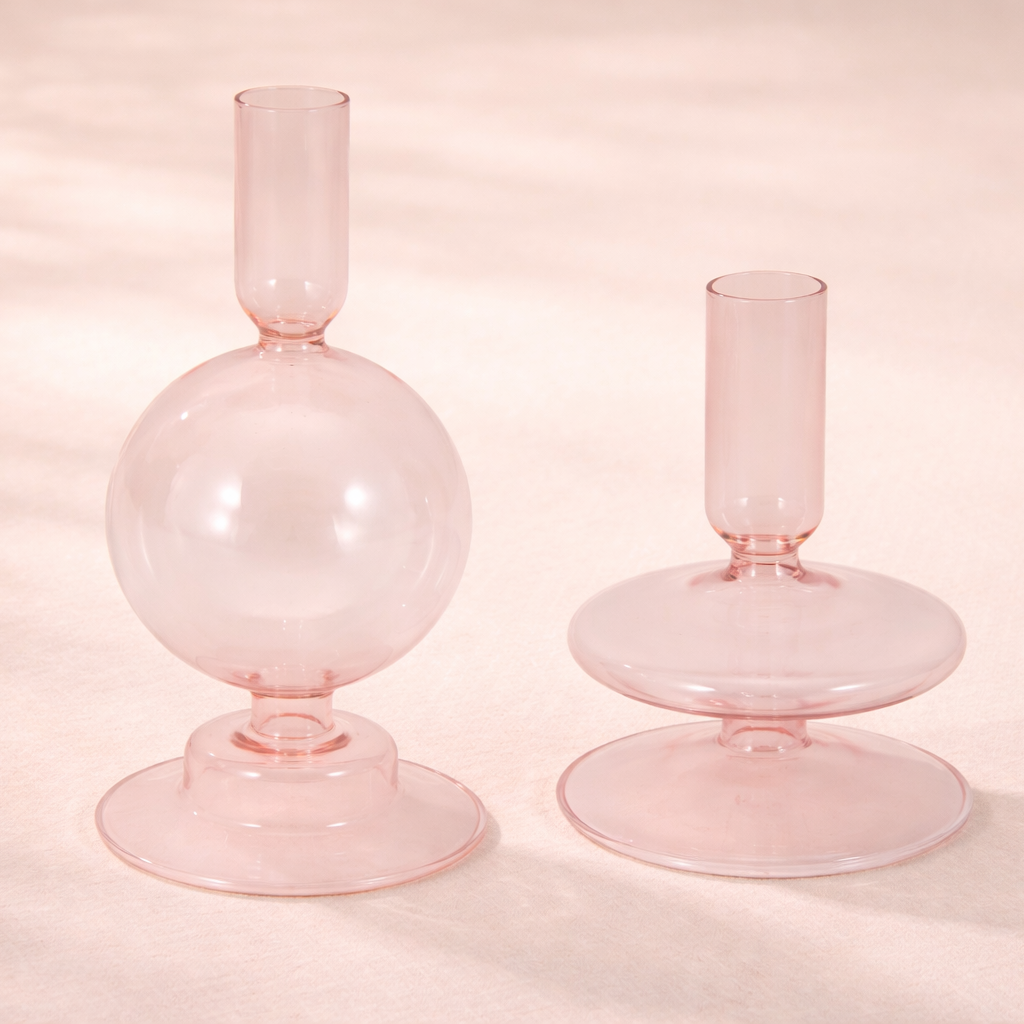 Glass Taper Candle Holder - Blush - Salt & Creek