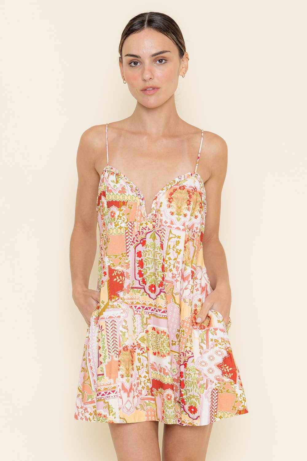 BOHO CHIC SPG STRAP BRAIDED DEEP NECK MINI DRESS-DC9724FO - Salt & Creek