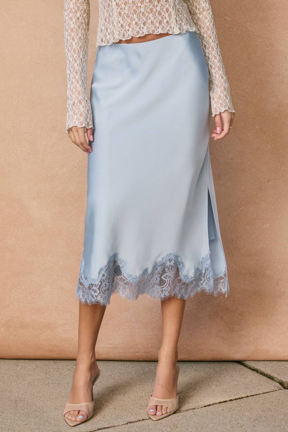 Dull Satin Lace Hem Pencil Skirt - Salt & Creek