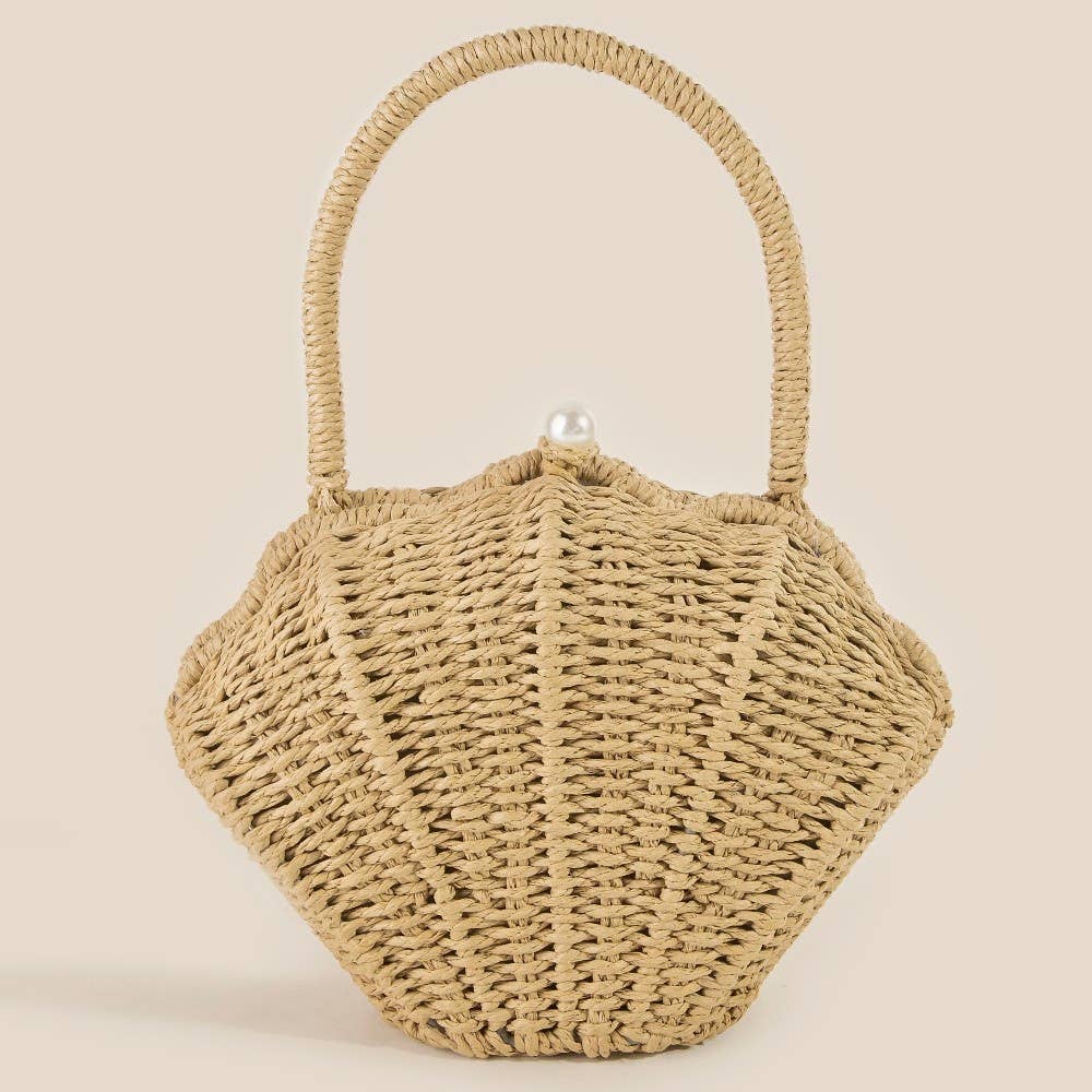 Straw Shell Braided Top Handle Bag