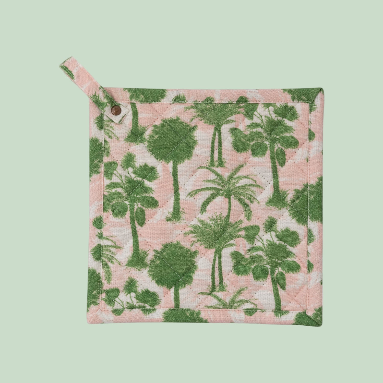 Cotton Pot Holder with Palm Tree Pattern