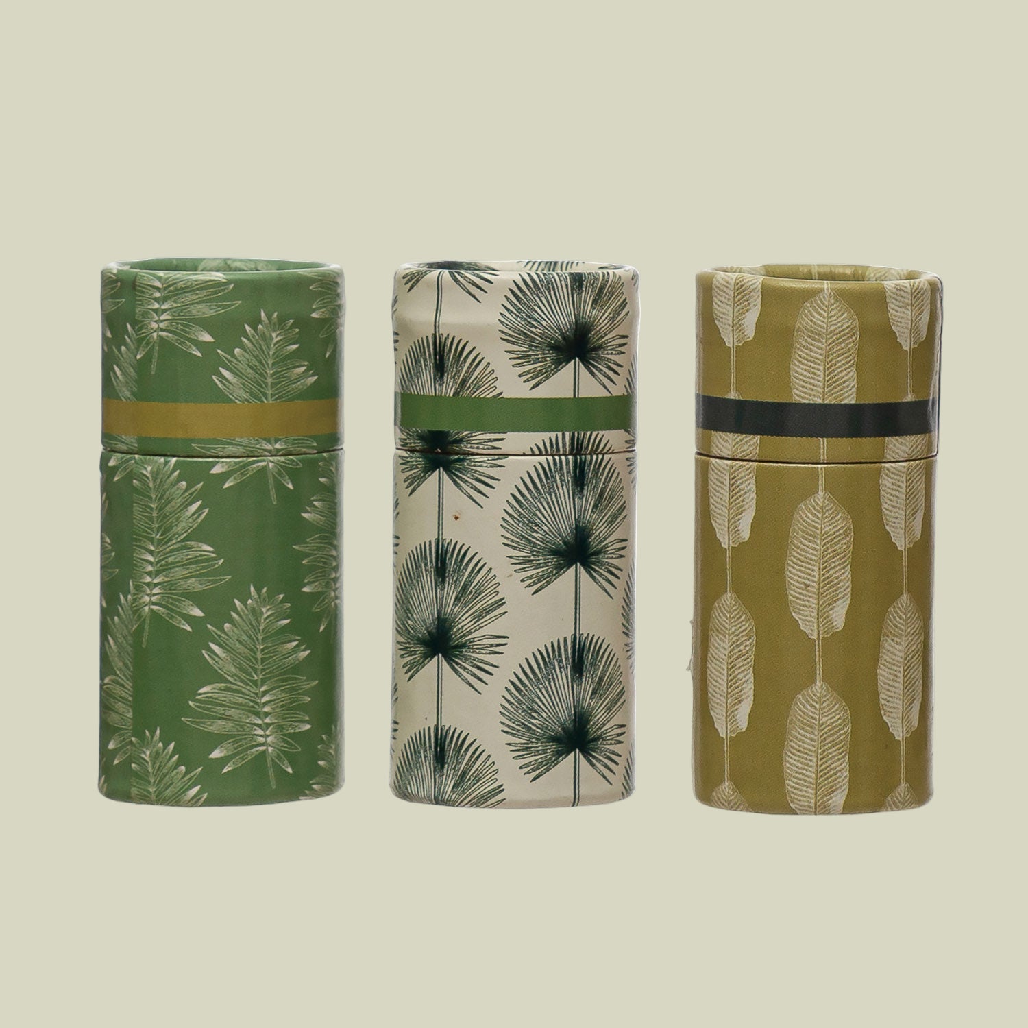Safety Matches in Tube Matchbox with Leaves Print, 3 Styles