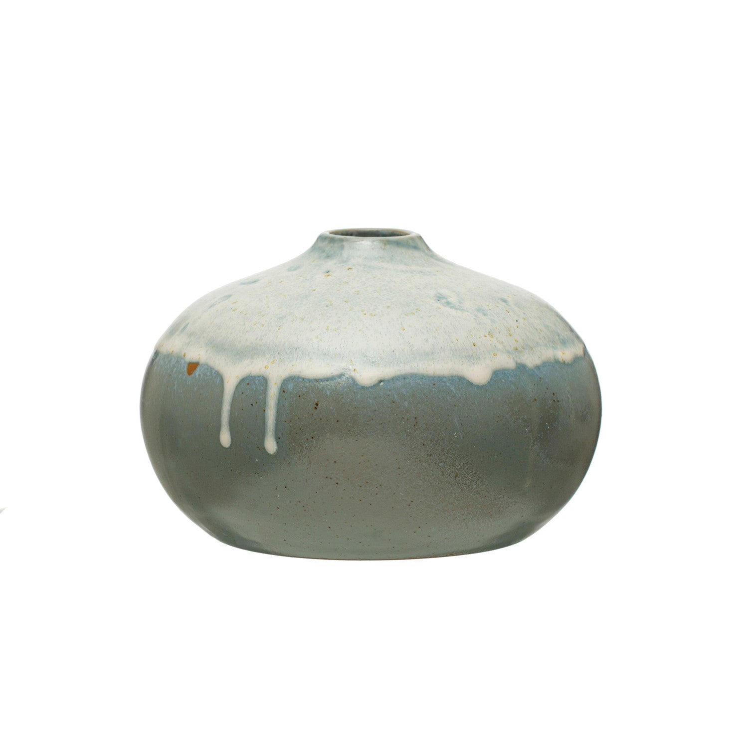 Stoneware Vase, Reactive Glaze, Grey & Cream Color (Each One Will Vary)