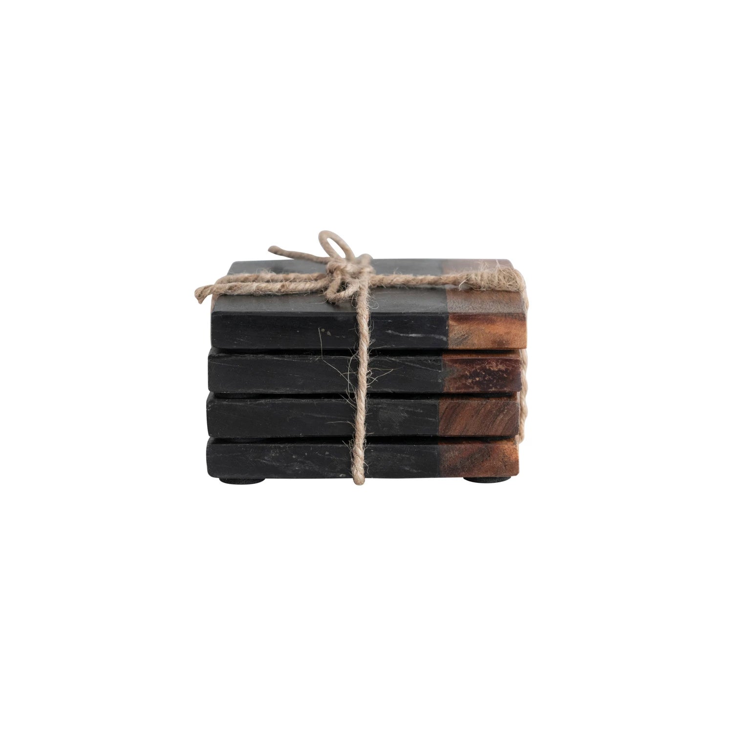 Marble & Acacia Wood Coasters (Set of 4)