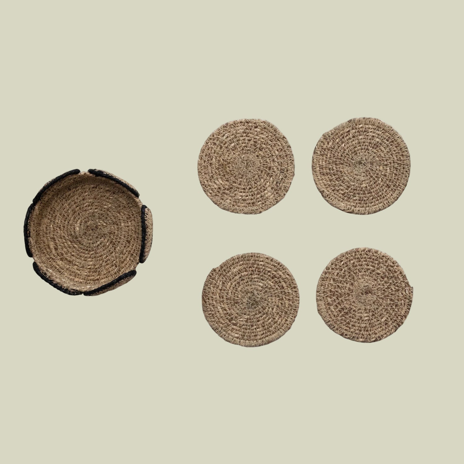 Seagrass Coasters w/ Basket (Set of 4)