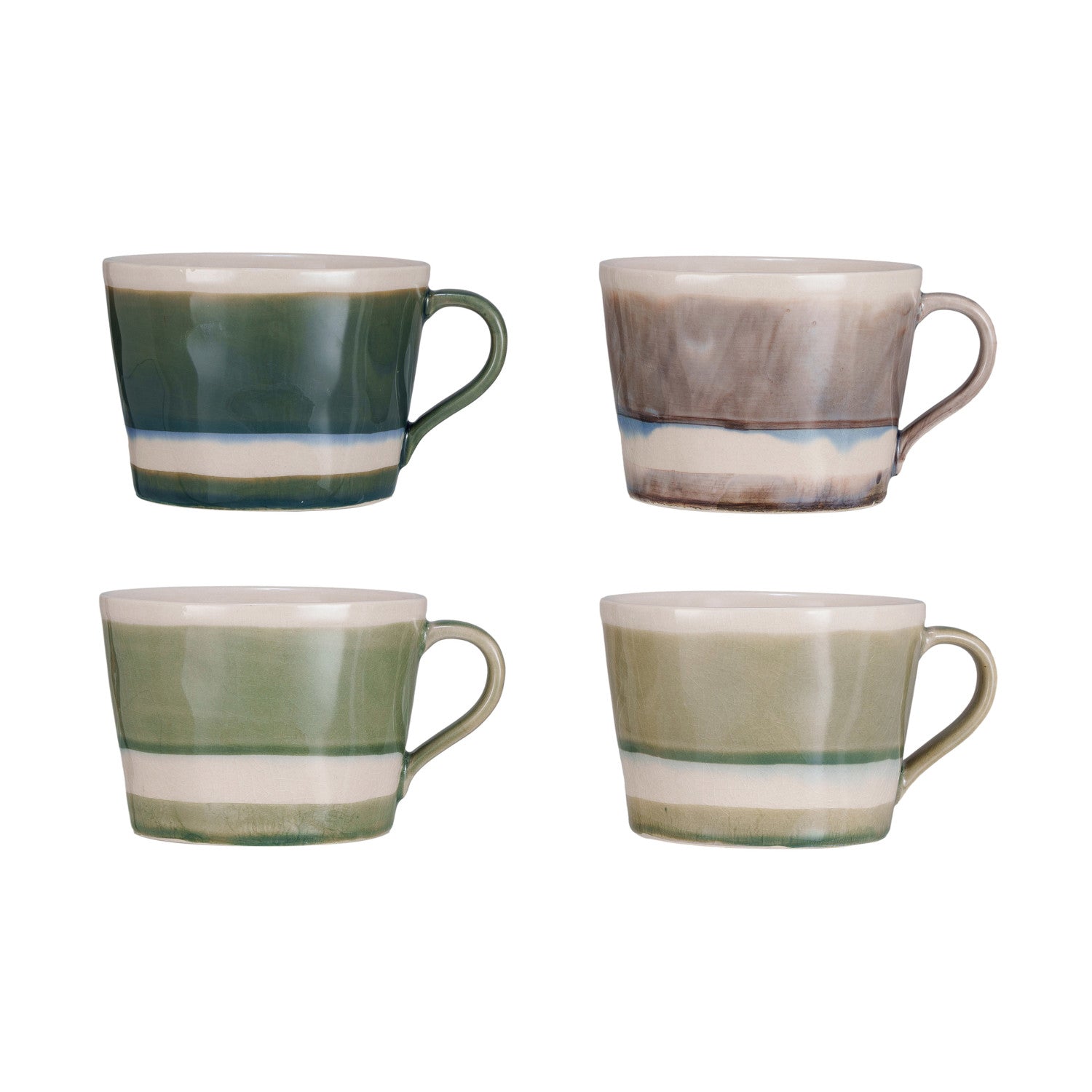 12 oz. Stoneware Mug w/ Stripes, 4 Colors (Each One Will Vary)