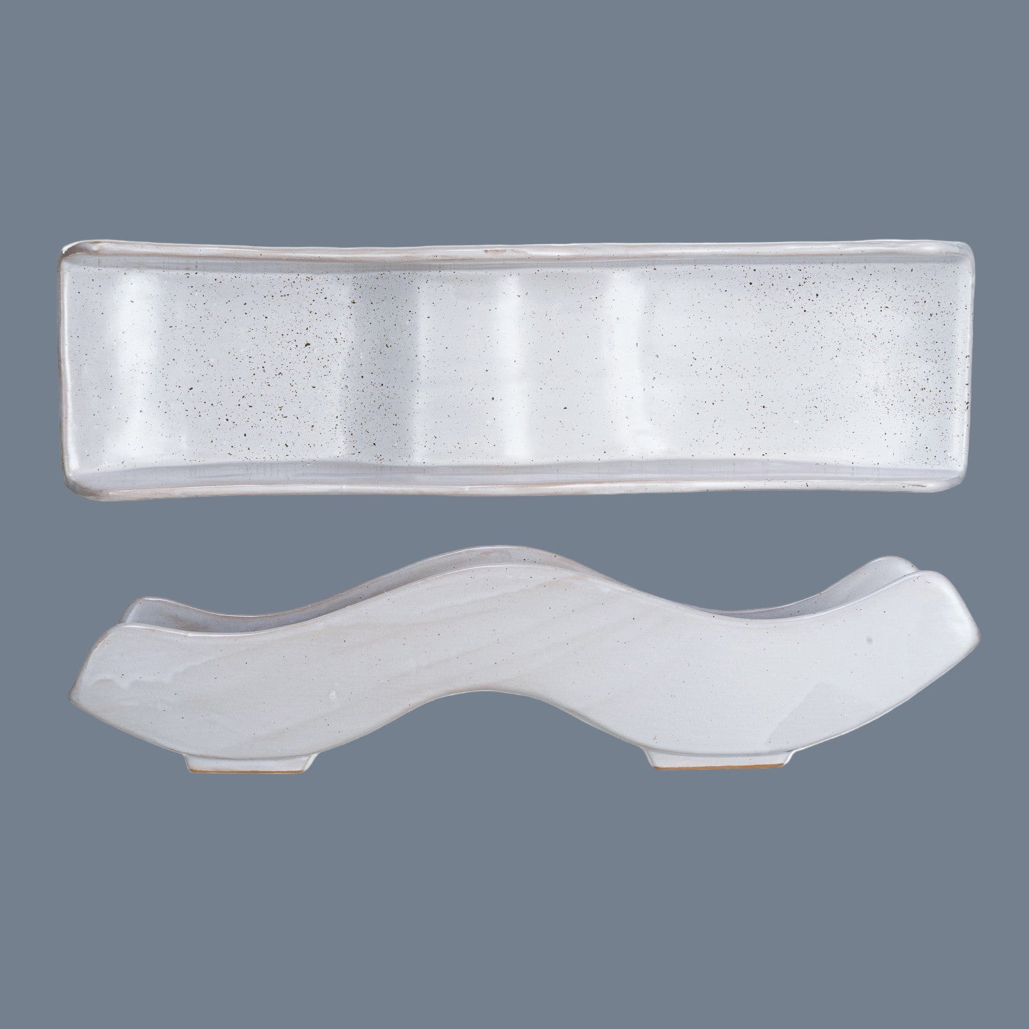 Stoneware Wave Tray, Reactive Glaze (Each One Will Vary)