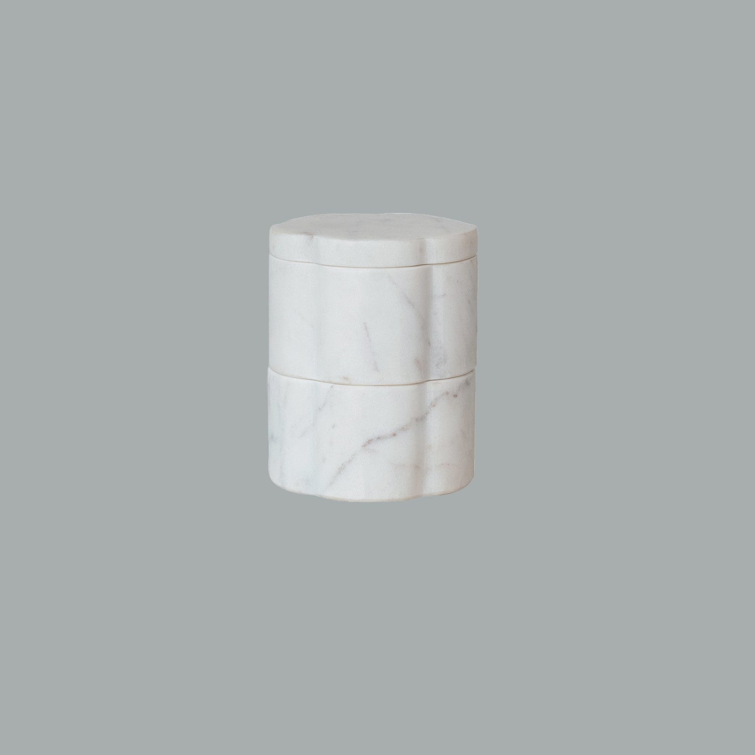 Marble Scalloped Stackable Pinch Pots w/ Lid, Set of 2